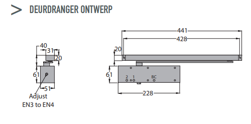 Deurdranger OX3400 ontwerp